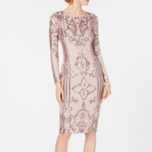 NWT Betsy & Adam Womens Sequined Knee-Length Sheath Dress Rose Size 12